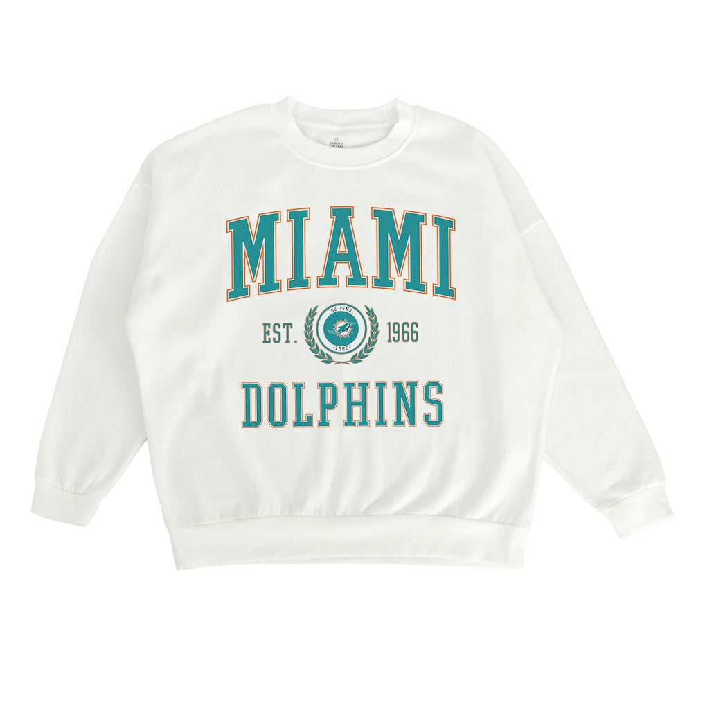 Miami Dolphins Gameday Couture Women's Timeless Triumph Premium Fleece Pullover Sweatshirt - White - NFL