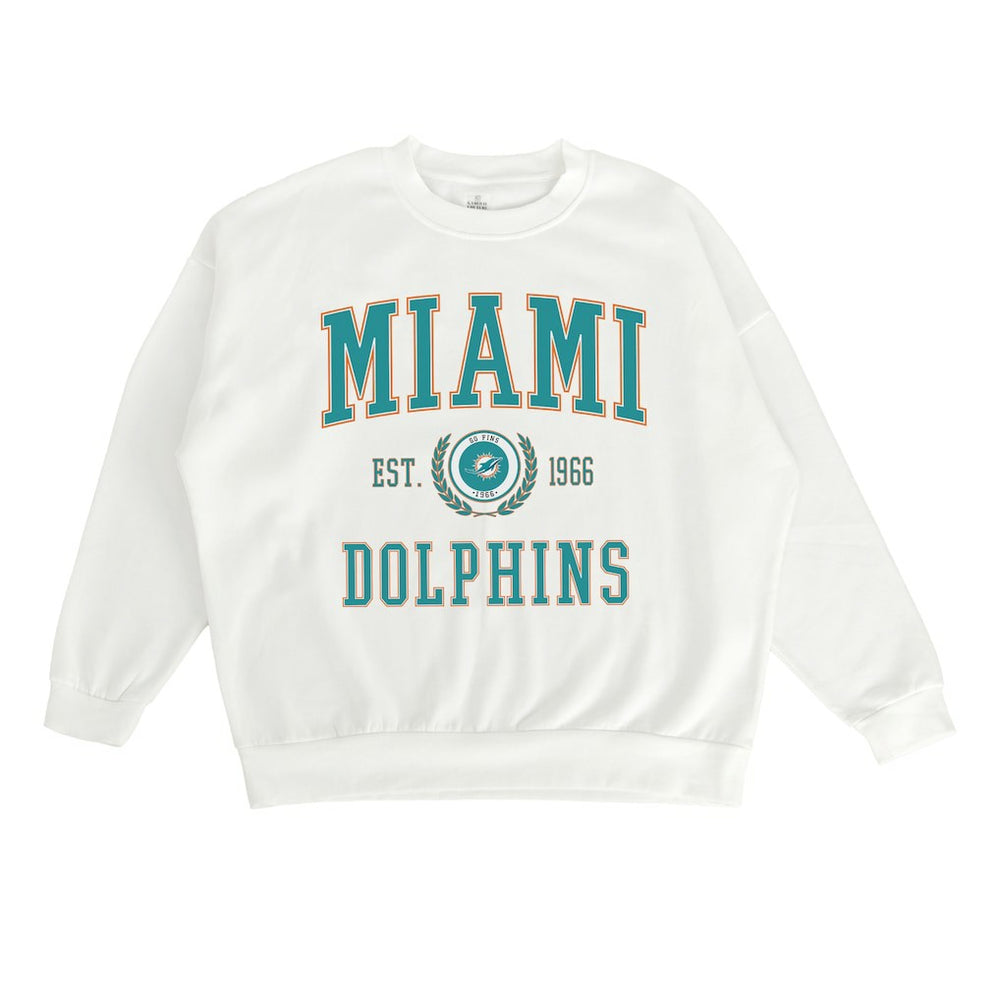 Miami Dolphins Gameday Couture Women's Timeless Triumph Premium Fleece Pullover Sweatshirt - White - NFL