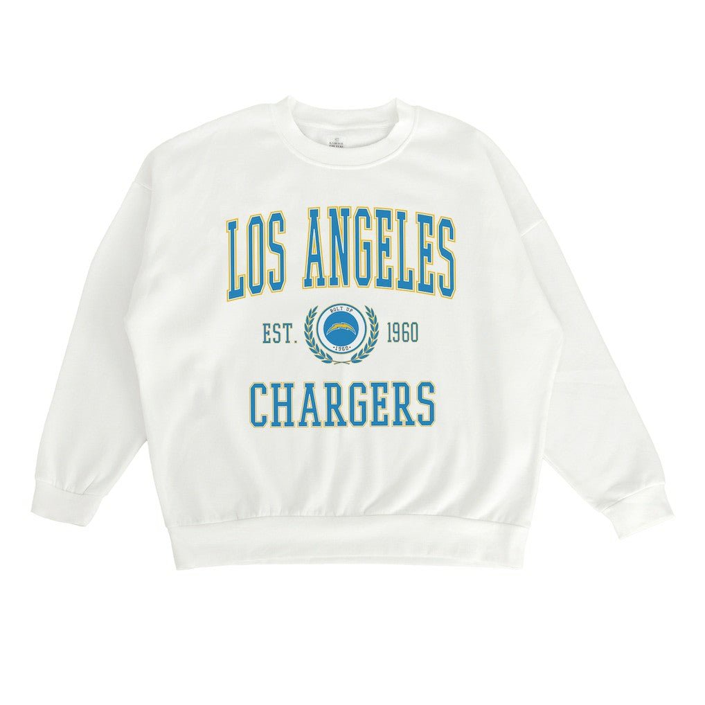 Los Angeles Chargers Gameday Couture Women's Timeless Triumph Premium Fleece Pullover Sweatshirt - White - NFL
