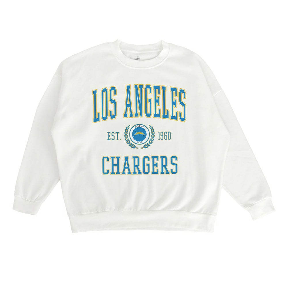 Los Angeles Chargers Gameday Couture Women's Timeless Triumph Premium Fleece Pullover Sweatshirt - White - NFL