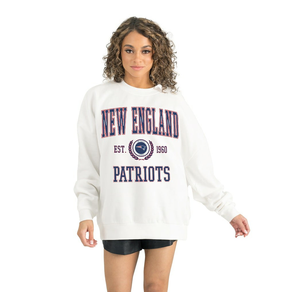 New England Patriots Gameday Couture Women's Timeless Triumph Premium Fleece Pullover Sweatshirt - White - NFL