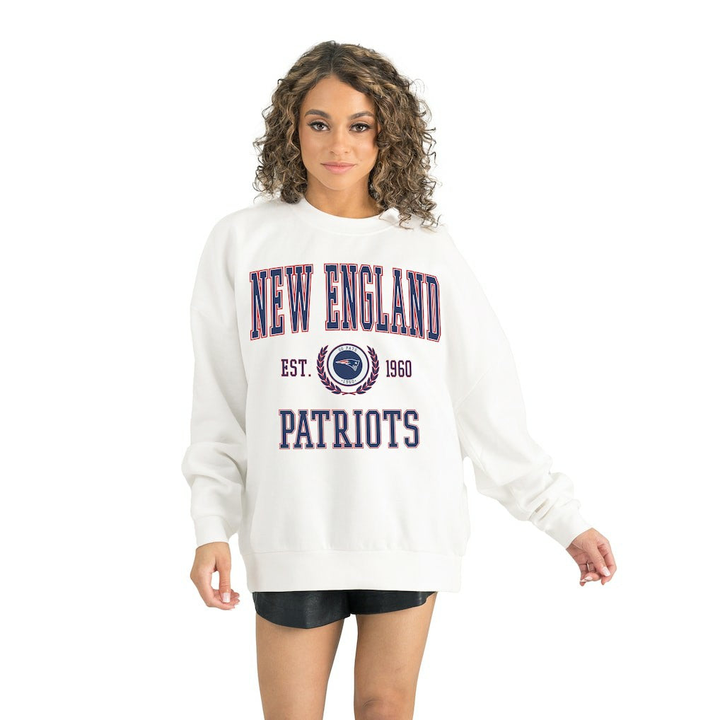 New England Patriots Gameday Couture Women's Timeless Triumph Premium Fleece Pullover Sweatshirt - White - NFL