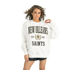 New Orleans Saints Gameday Couture Women's Timeless Triumph Premium Fleece Pullover Sweatshirt - White - NFL