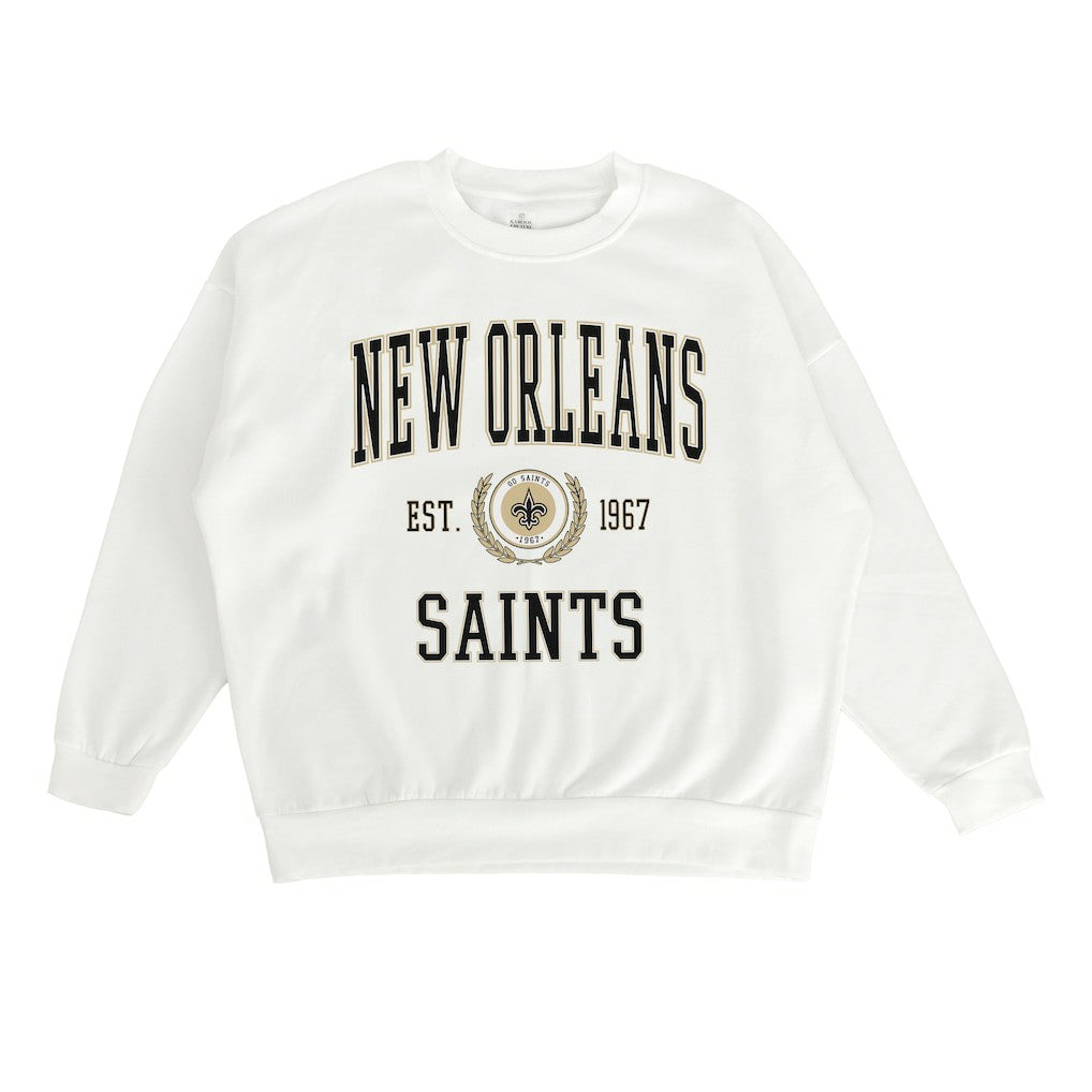 New Orleans Saints Gameday Couture Women's Timeless Triumph Premium Fleece Pullover Sweatshirt - White - NFL