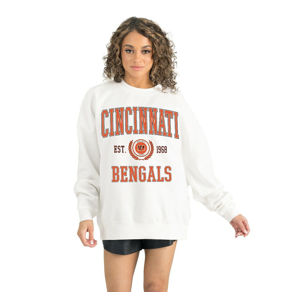 Cincinnati Bengals Gameday Couture Women's Timeless Triumph Premium Fleece Pullover Sweatshirt - White - NFL