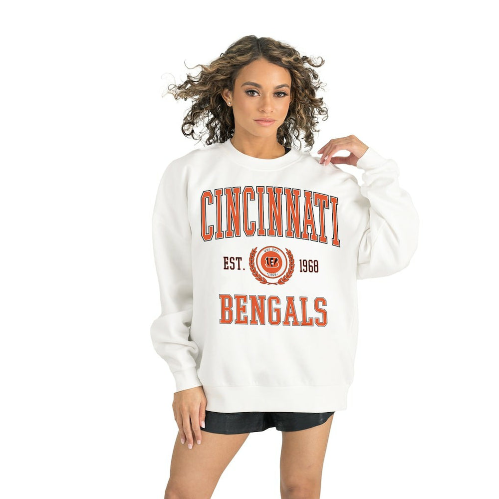Cincinnati Bengals Gameday Couture Women's Timeless Triumph Premium Fleece Pullover Sweatshirt - White - NFL