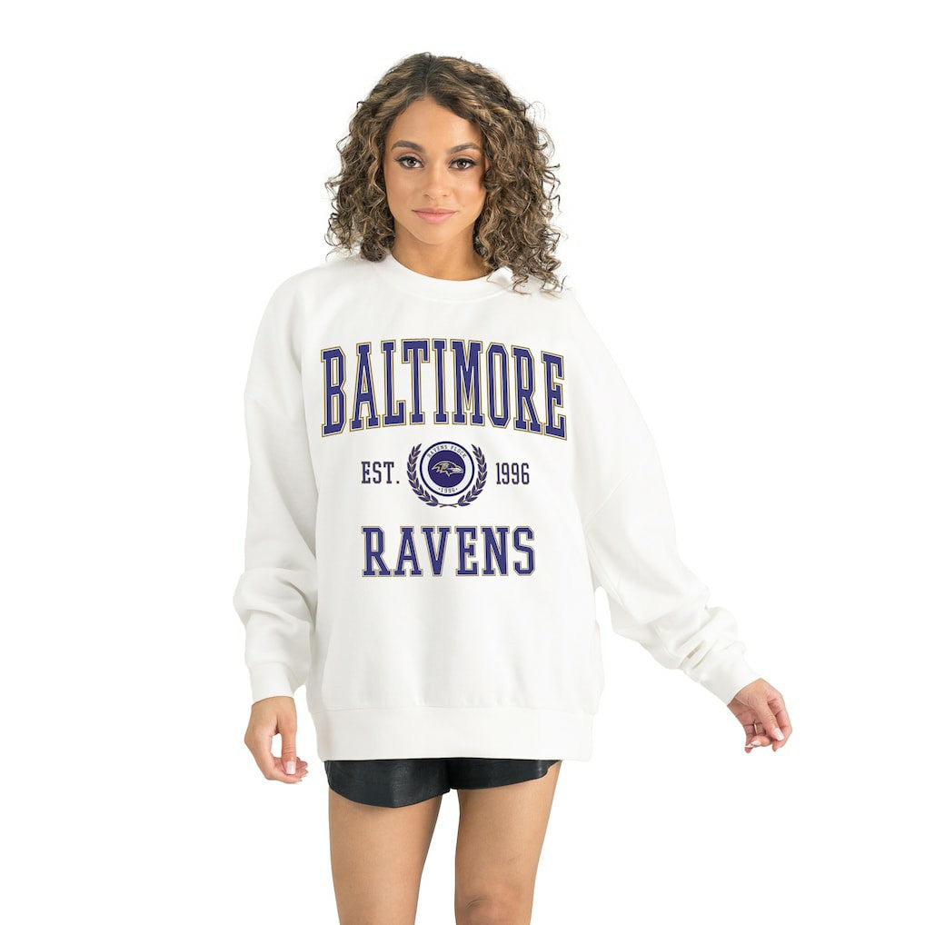 Baltimore Ravens Gameday Couture Women's Timeless Triumph Premium Fleece Pullover Sweatshirt - White - NFL
