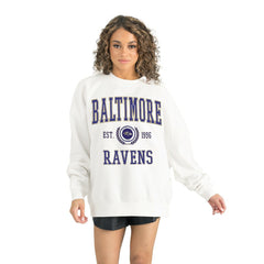 Baltimore Ravens Gameday Couture Women's Timeless Triumph Premium Fleece Pullover Sweatshirt - White - NFL