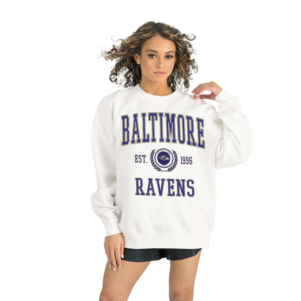 Baltimore Ravens Gameday Couture Women's Timeless Triumph Premium Fleece Pullover Sweatshirt - White - NFL