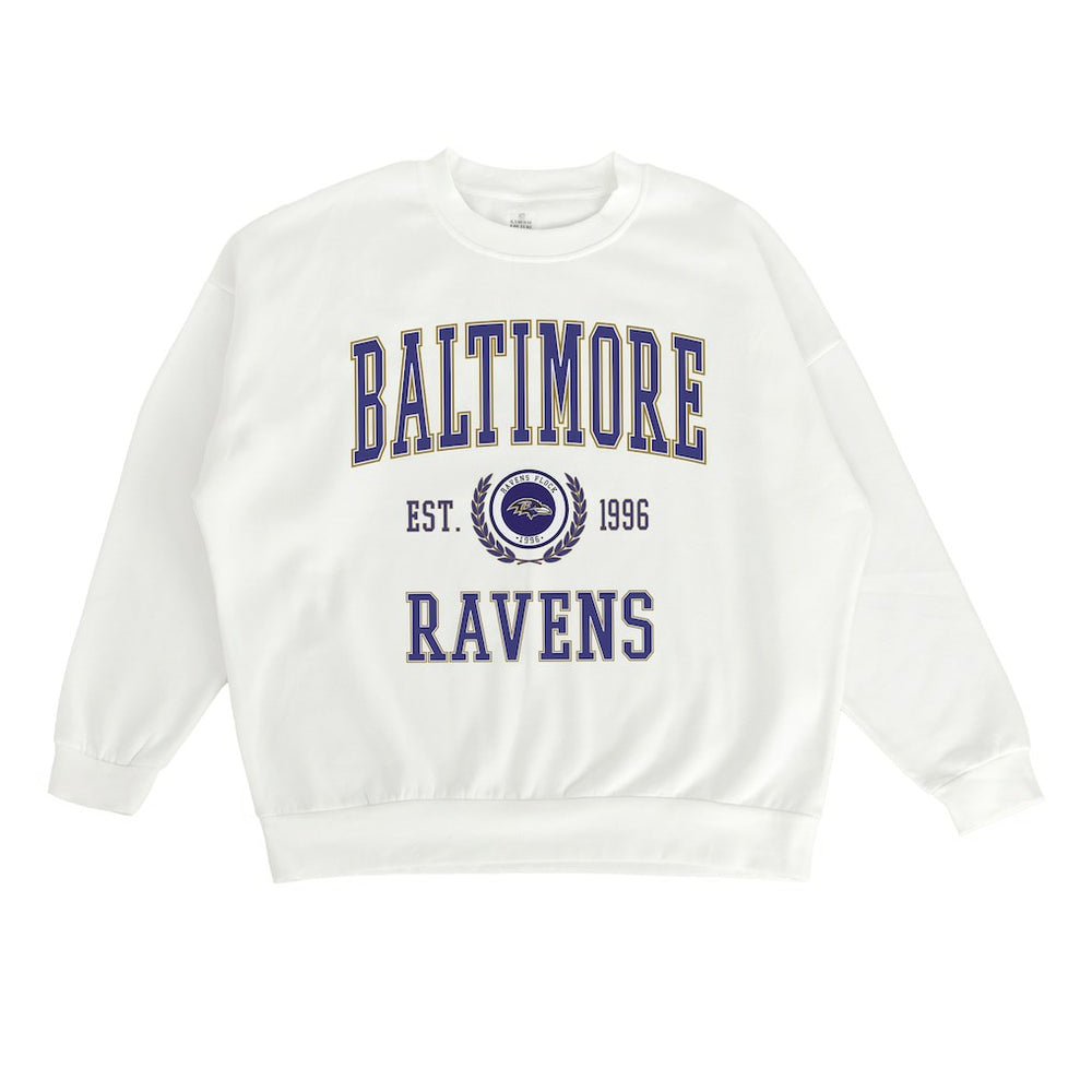 Baltimore Ravens Gameday Couture Women's Timeless Triumph Premium Fleece Pullover Sweatshirt - White - NFL