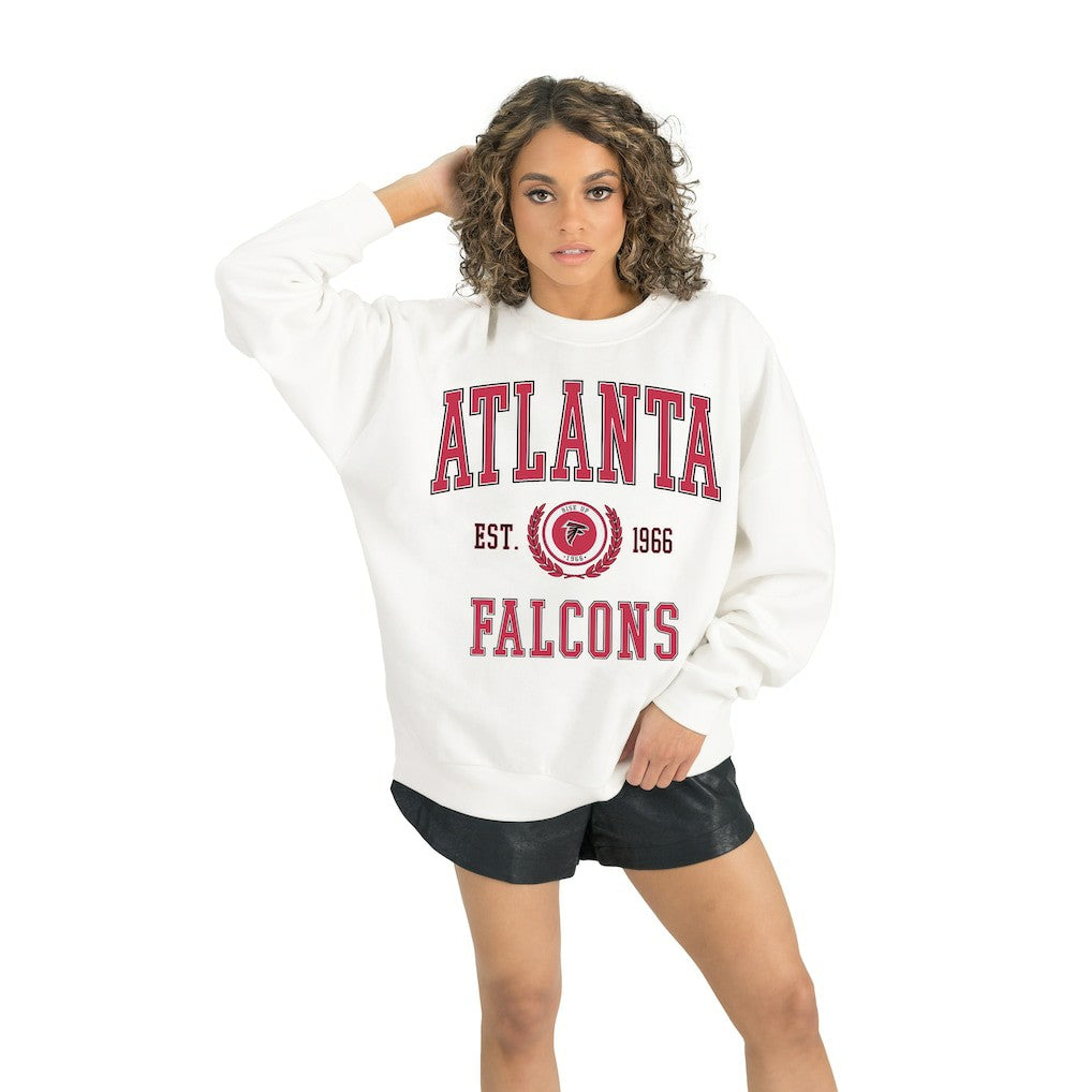 Atlanta Falcons Gameday Couture Women's Timeless Triumph Premium Fleece Pullover Sweatshirt - White - NFL