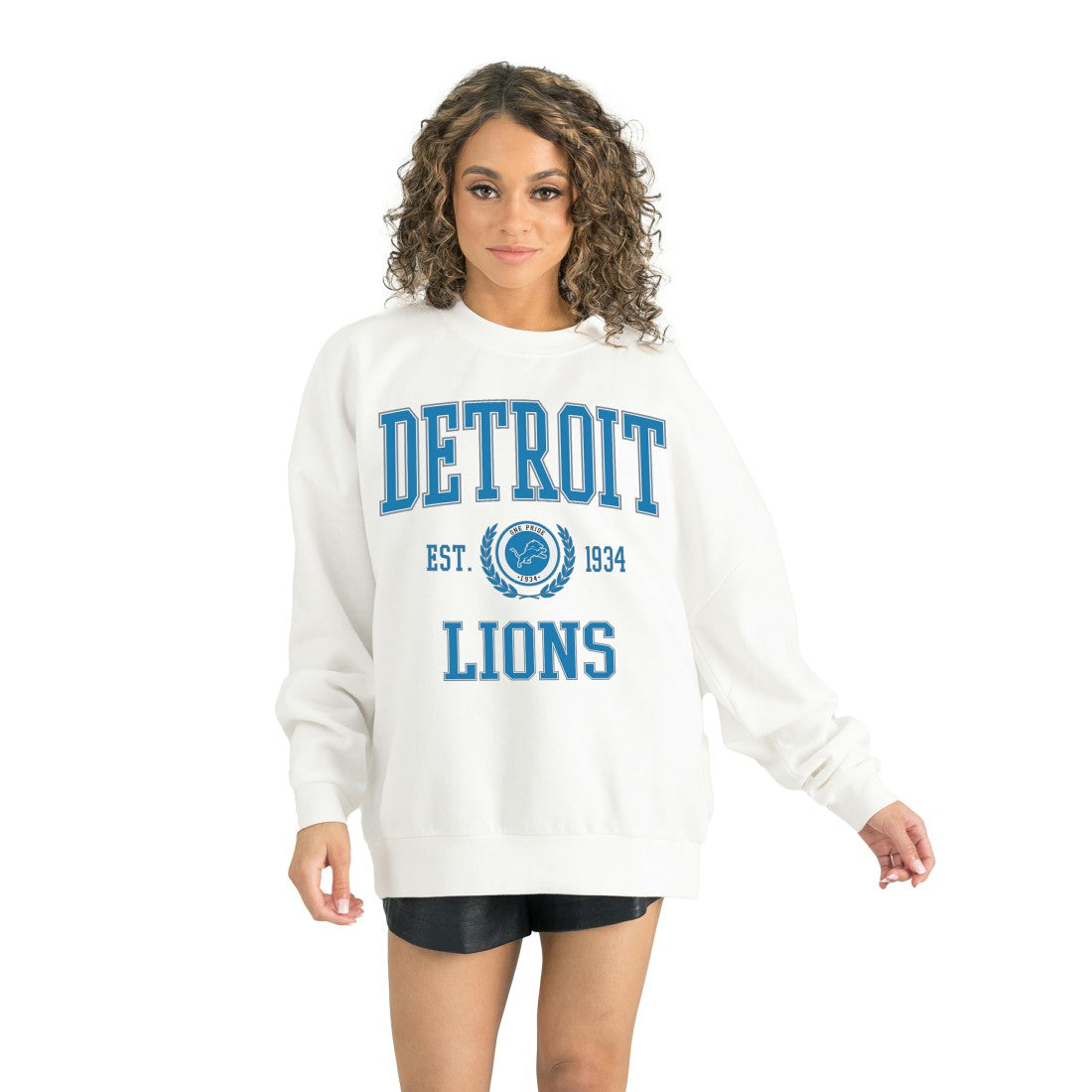 Detroit Lions Gameday Couture Women's Timeless Triumph Premium Fleece Pullover Sweatshirt - White - NFL