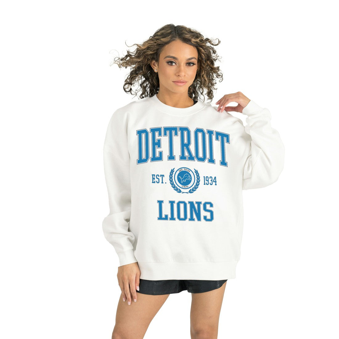 Detroit Lions Gameday Couture Women's Timeless Triumph Premium Fleece Pullover Sweatshirt - White - NFL