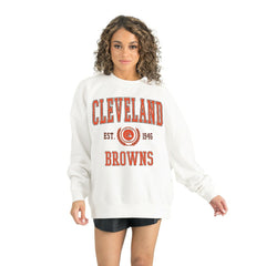Cleveland Browns Gameday Couture Women's Timeless Triumph Premium Fleece Pullover Sweatshirt - White - NFL