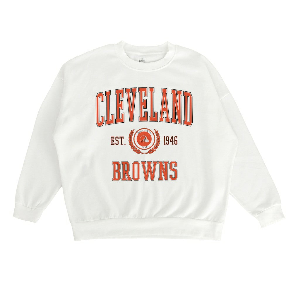 Cleveland Browns Gameday Couture Women's Timeless Triumph Premium Fleece Pullover Sweatshirt - White - NFL