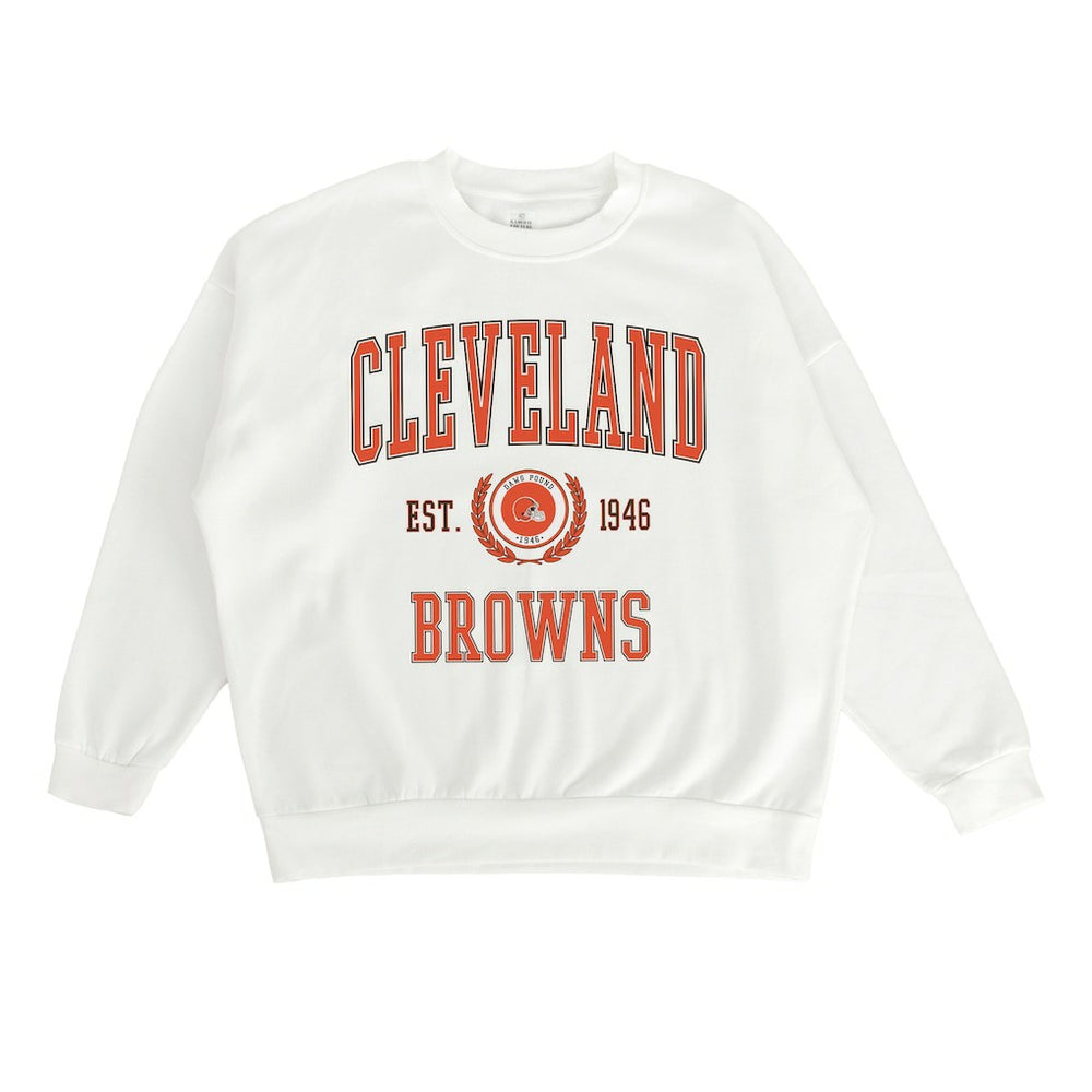 Cleveland Browns Gameday Couture Women's Timeless Triumph Premium Fleece Pullover Sweatshirt - White - NFL