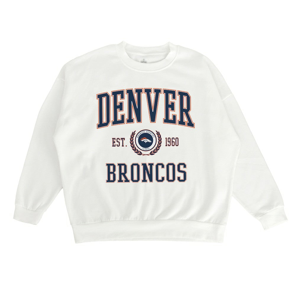 Denver Broncos Gameday Couture Women's Timeless Triumph Premium Fleece Pullover Sweatshirt - White - NFL
