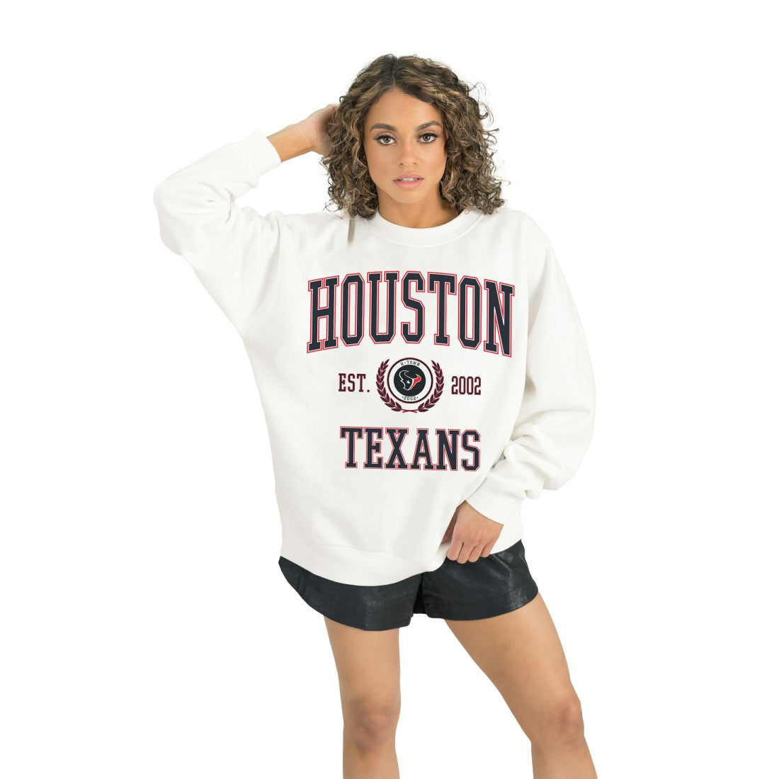 Houston Texans Gameday Couture Women's Timeless Triumph Premium Fleece Pullover Sweatshirt - White - NFL