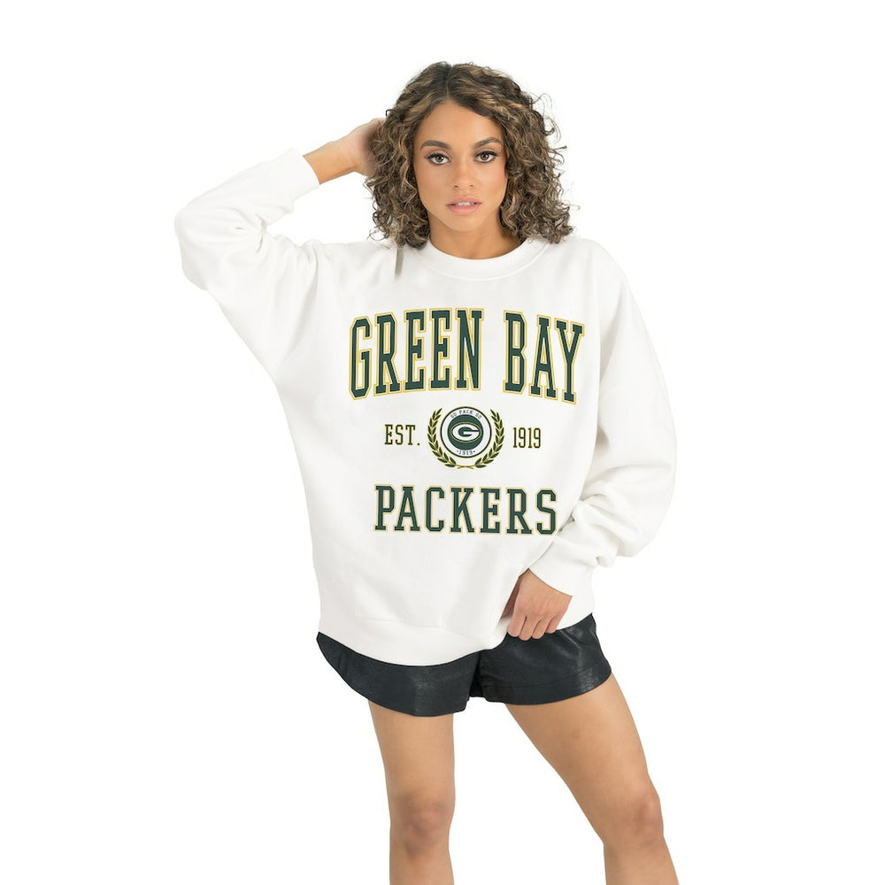 Green Bay Packers Gameday Couture Women's Timeless Triumph Premium Fleece Pullover Sweatshirt - White - NFL