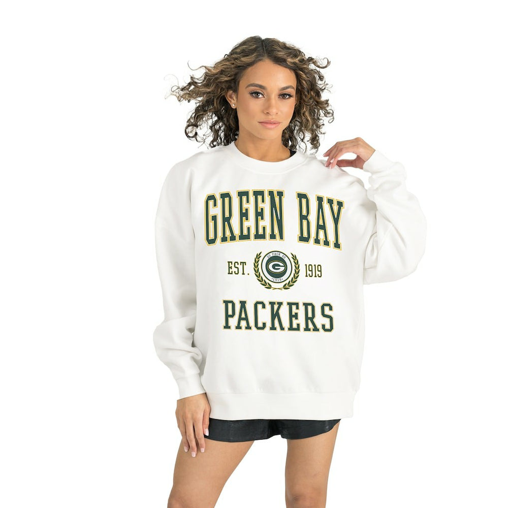 Green Bay Packers Gameday Couture Women's Timeless Triumph Premium Fleece Pullover Sweatshirt - White - NFL