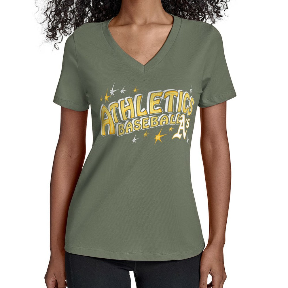 Athletics Starter Women's Fireworks Team Name V-Neck T-Shirt Outlet