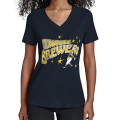 Milwaukee Brewers Starter Women's Fireworks V-Neck T-Shirt for sale