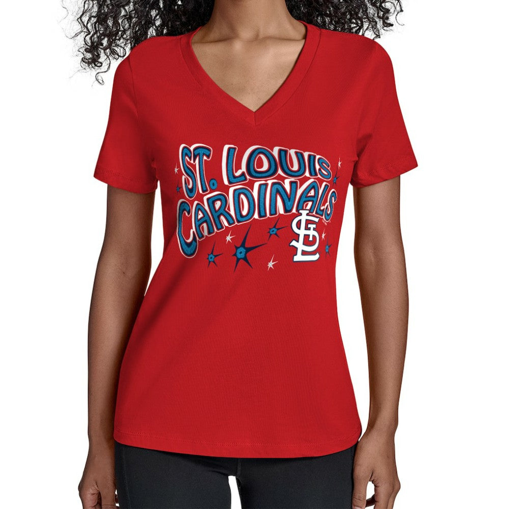 St. Louis Cardinals Starter Women's Fireworks V-Neck T-Shirt Online