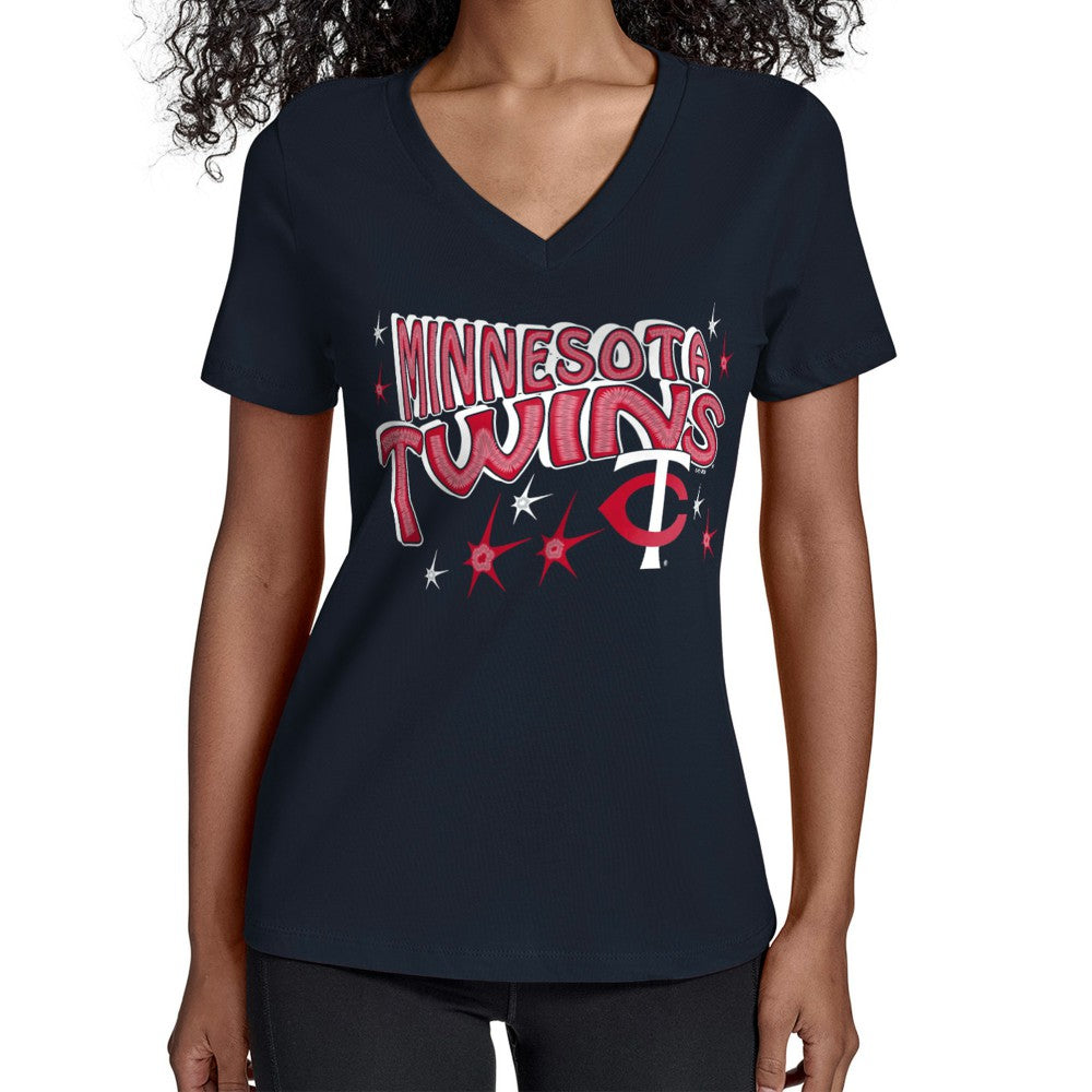 Minnesota Twins Starter Women's Fireworks V-Neck T-Shirt Online
