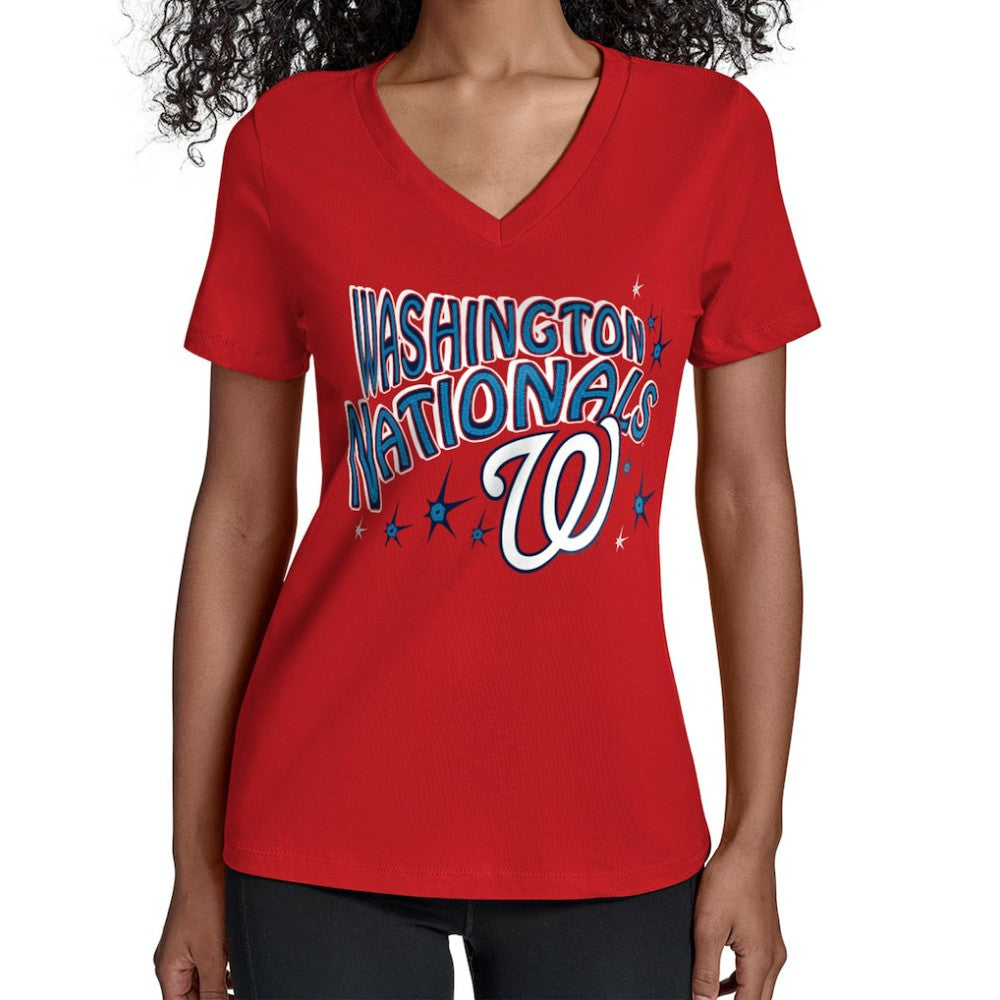 Washington Nationals Starter Women's Fireworks V-Neck T-Shirt Online