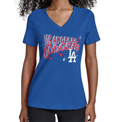 Los Angeles Dodgers Starter Women's Fireworks Team Name V-Neck T-Shirt Near Me
