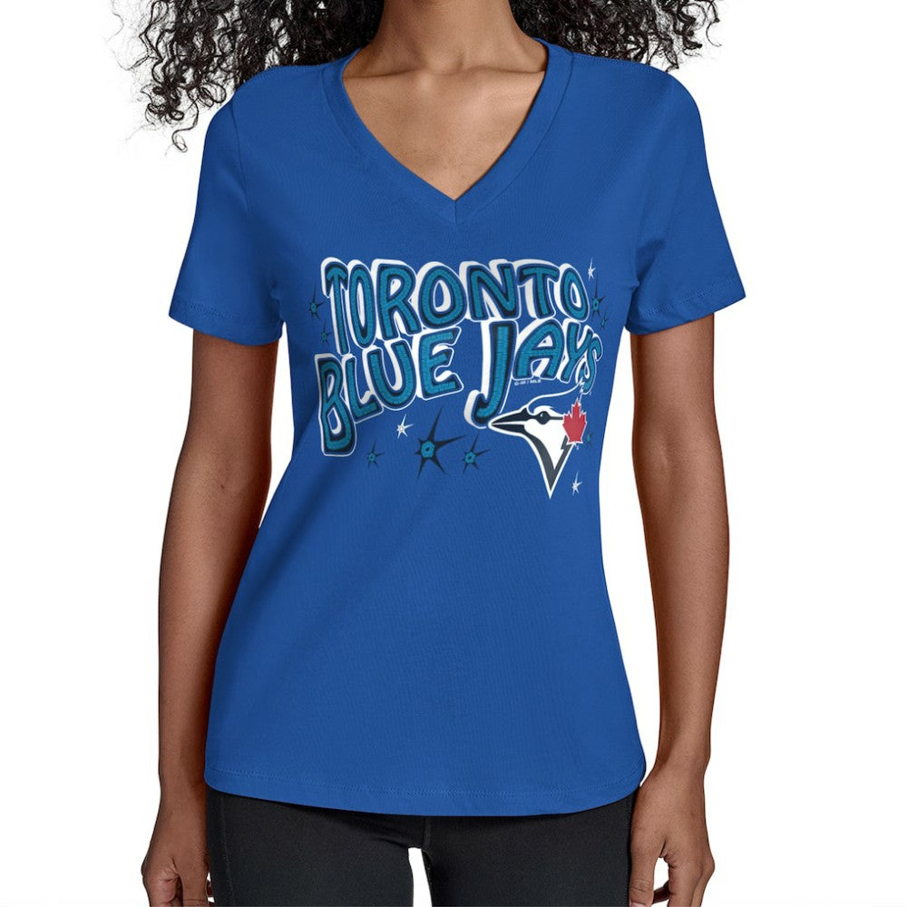 Toronto Blue Jays Starter Women's Fireworks Team Name V-Neck T-Shirt for sale
