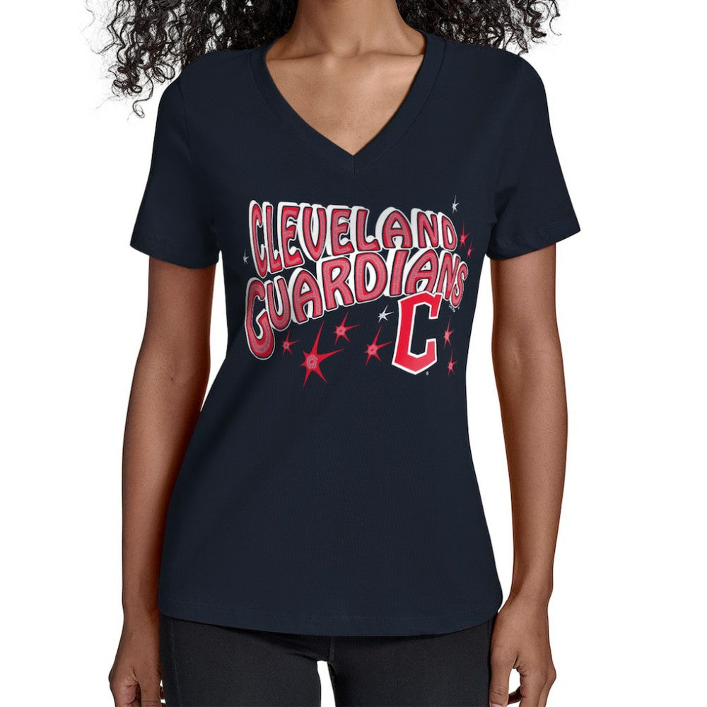Cleveland Guardians Starter Women's Fireworks V-Neck T-Shirt Discount