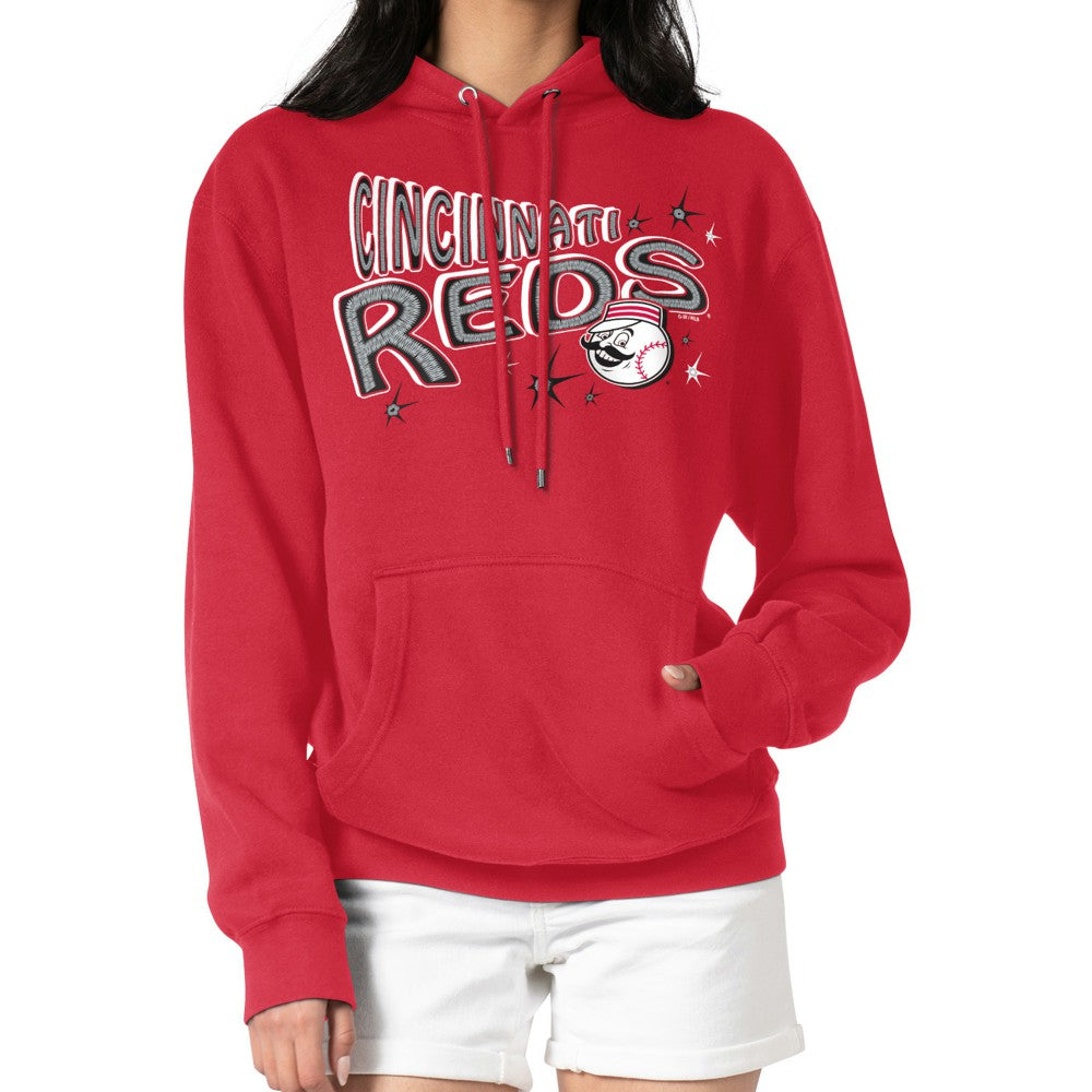 Cincinnati Reds Starter Women's Fireworks Fleece Tri-Blend Pullover Hoodie Outlet