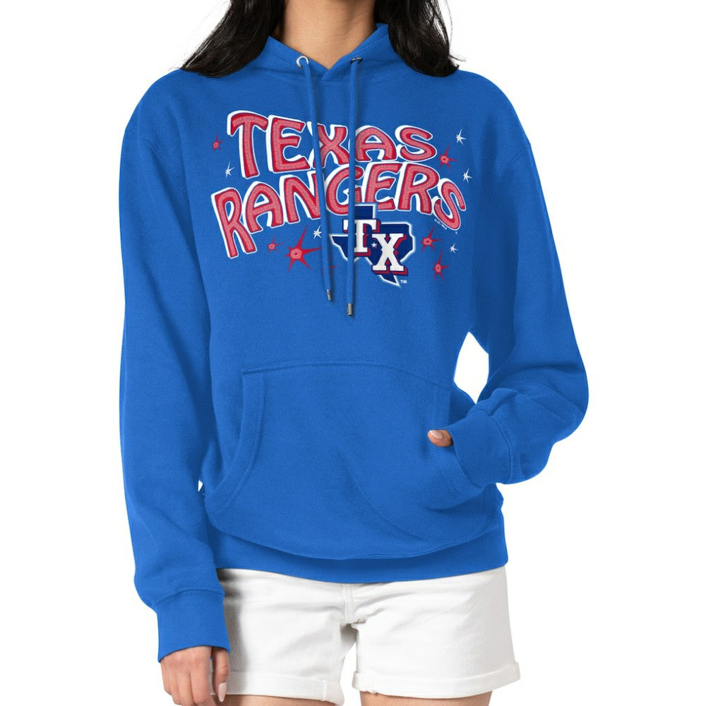 Texas Rangers Starter Women's Fireworks Fleece Tri-Blend Pullover Hoodie Sale