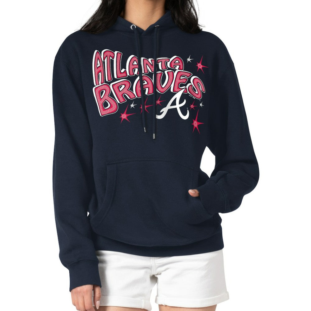 Atlanta Braves Starter Women's Fireworks Fleece Tri-Blend Pullover Hoodie Online