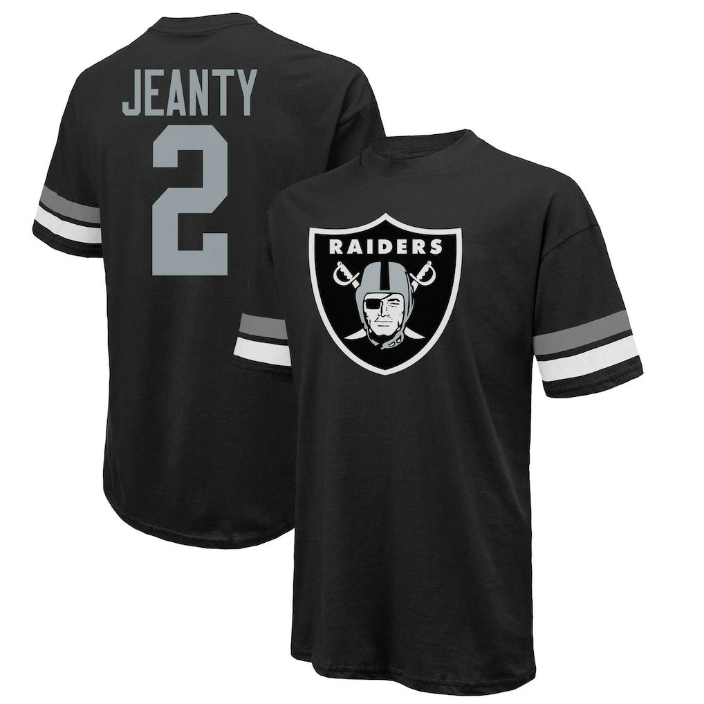 Ashton Jeanty Las Vegas Raiders Majestic Threads 2025 NFL Draft First Round Pick Oversized T-Shirt - Black - NFL