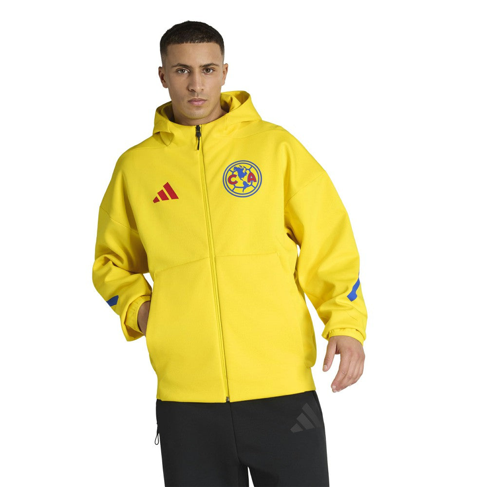 Adidas - Club America 2025/26 Club Anthem Full-Zip Hooded Jacket - Yellow