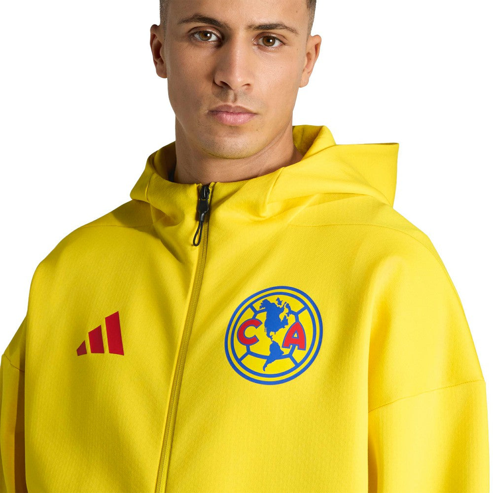 Adidas - Club America 2025/26 Club Anthem Full-Zip Hooded Jacket - Yellow