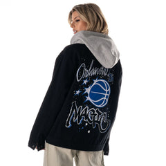 Orlando Magic The Wild Collective Unisex Full-Button Denim Hooded Jacket Black