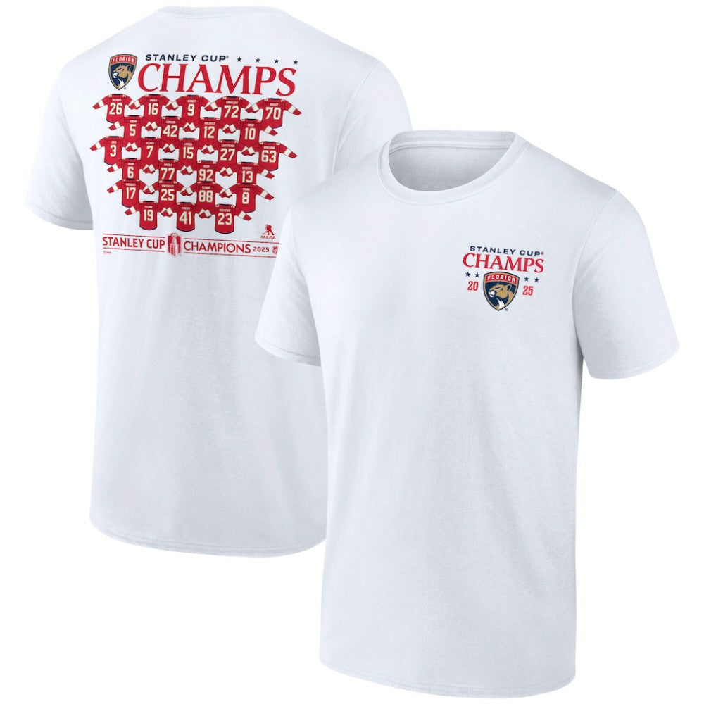Florida Panthers Fanatics 2025 Stanley Cup Champions Jersey Roster T-Shirt - White | Fanatics Lifestyle