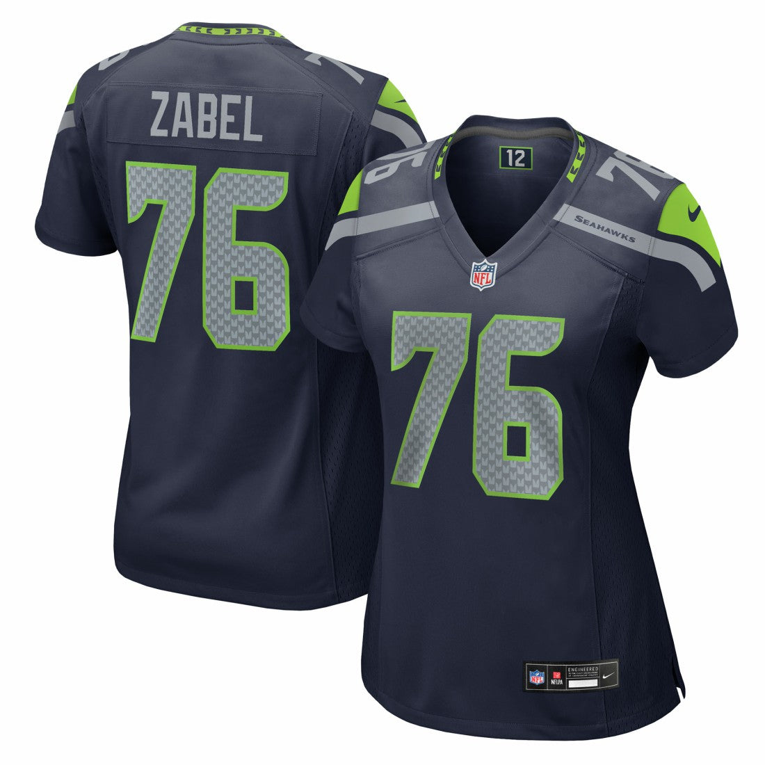 Grey Zabel Seattle Seahawks Women's Team Game Jersey - College Navy - Nike