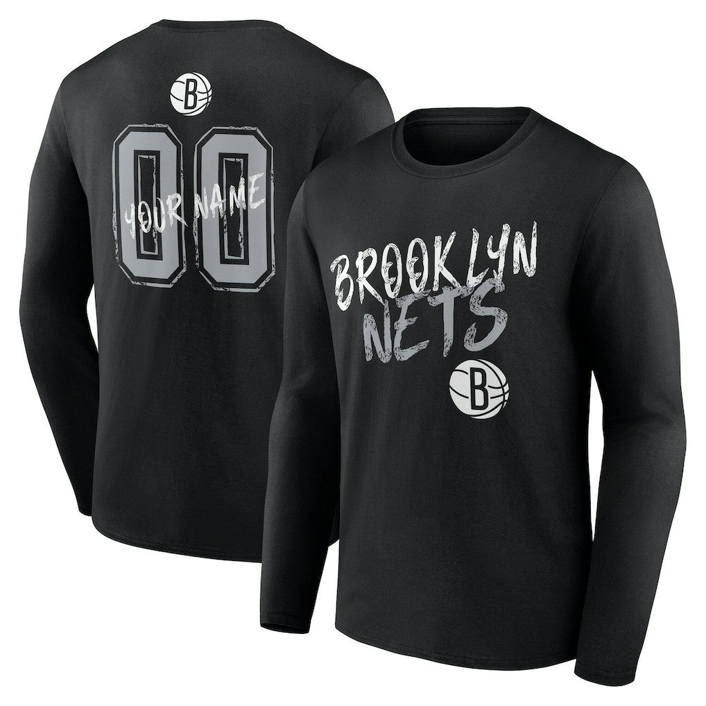 Brooklyn Nets Hustle Custom Long Sleeve T-Shirt Black