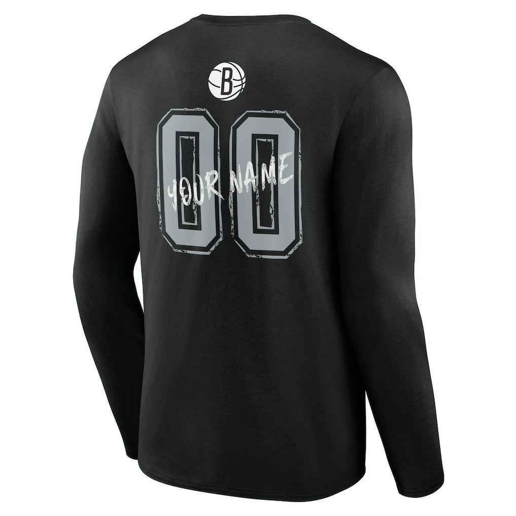 Brooklyn Nets Hustle Custom Long Sleeve T-Shirt Black