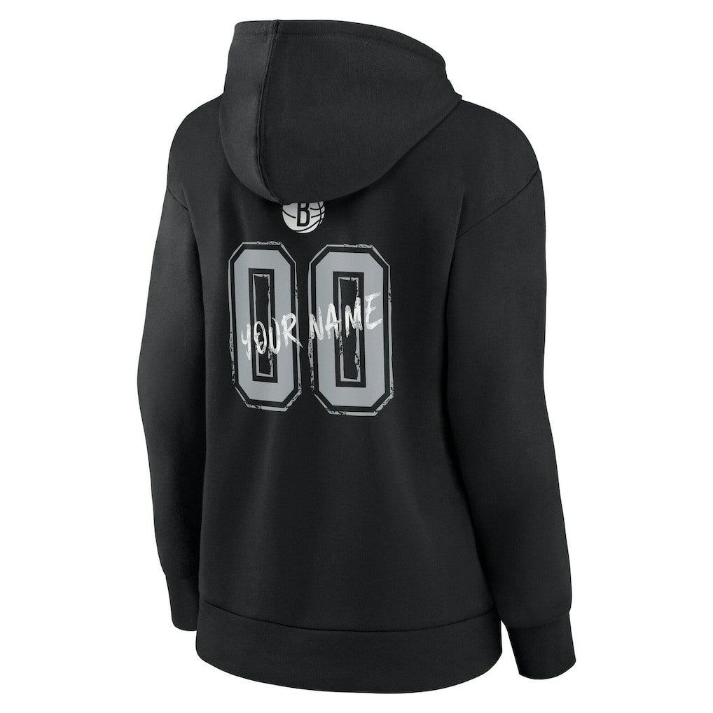 Brooklyn Nets Women's Hustle Custom Pullover Hoodie Black