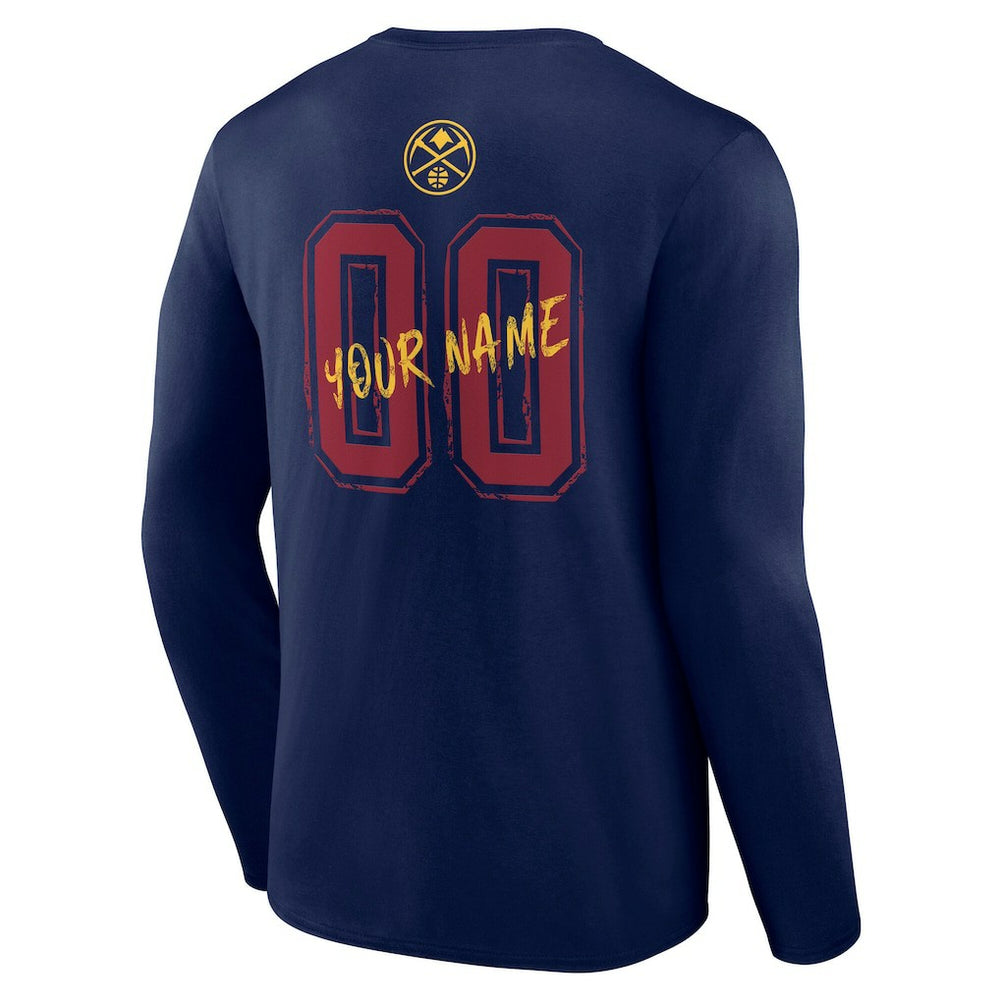 Denver Nuggets Hustle Custom Long Sleeve T-Shirt Navy