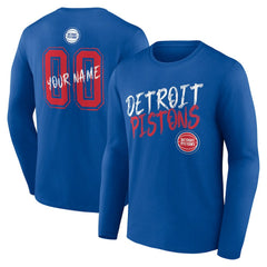 Detroit Pistons Hustle Custom Long Sleeve T-Shirt Blue