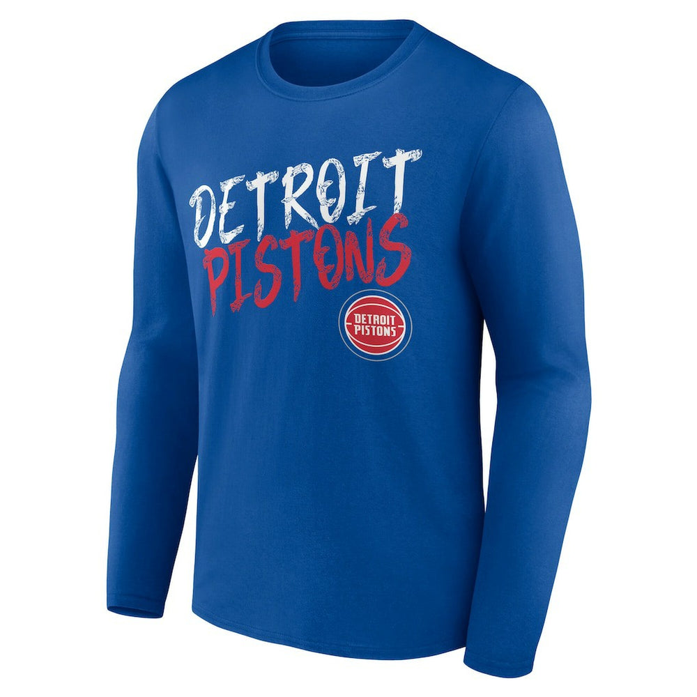 Detroit Pistons Hustle Custom Long Sleeve T-Shirt Blue