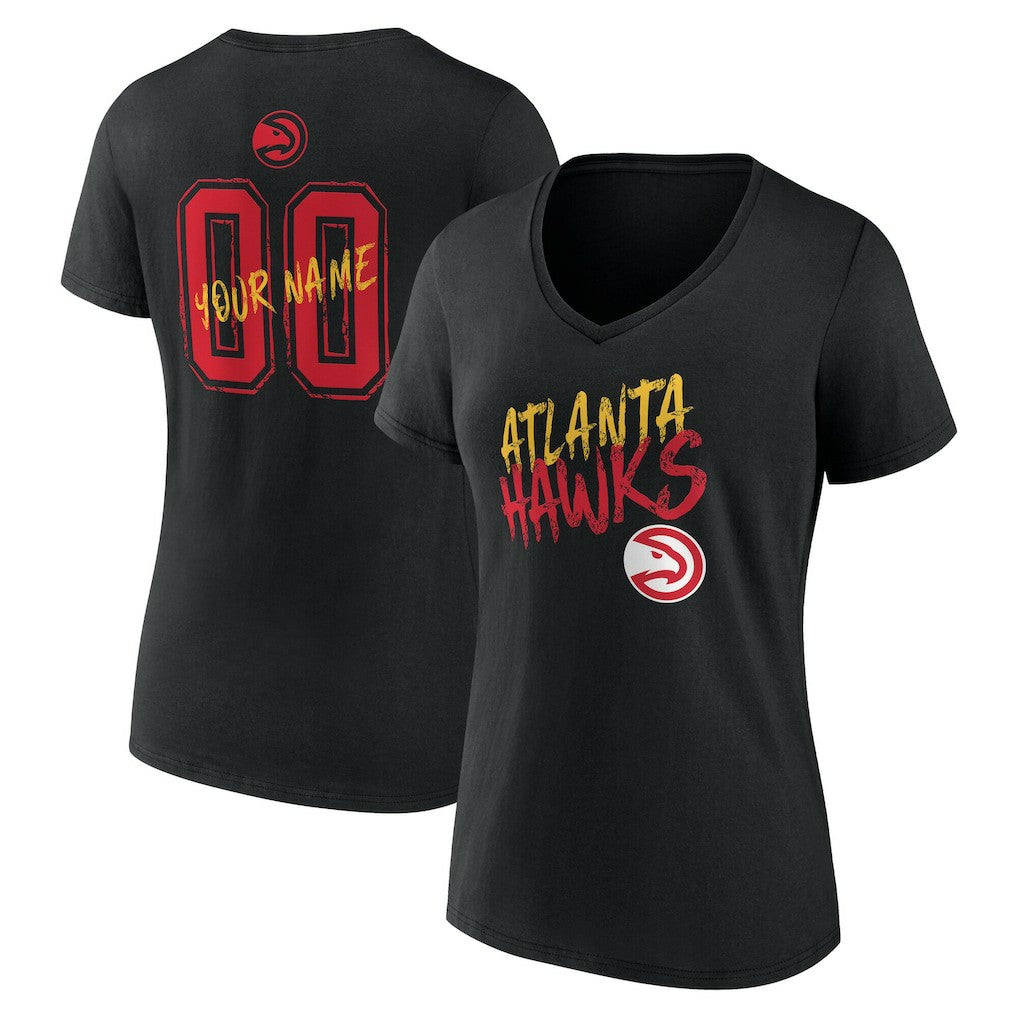 Atlanta Hawks Women's Hustle Custom V-Neck T-Shirt Black