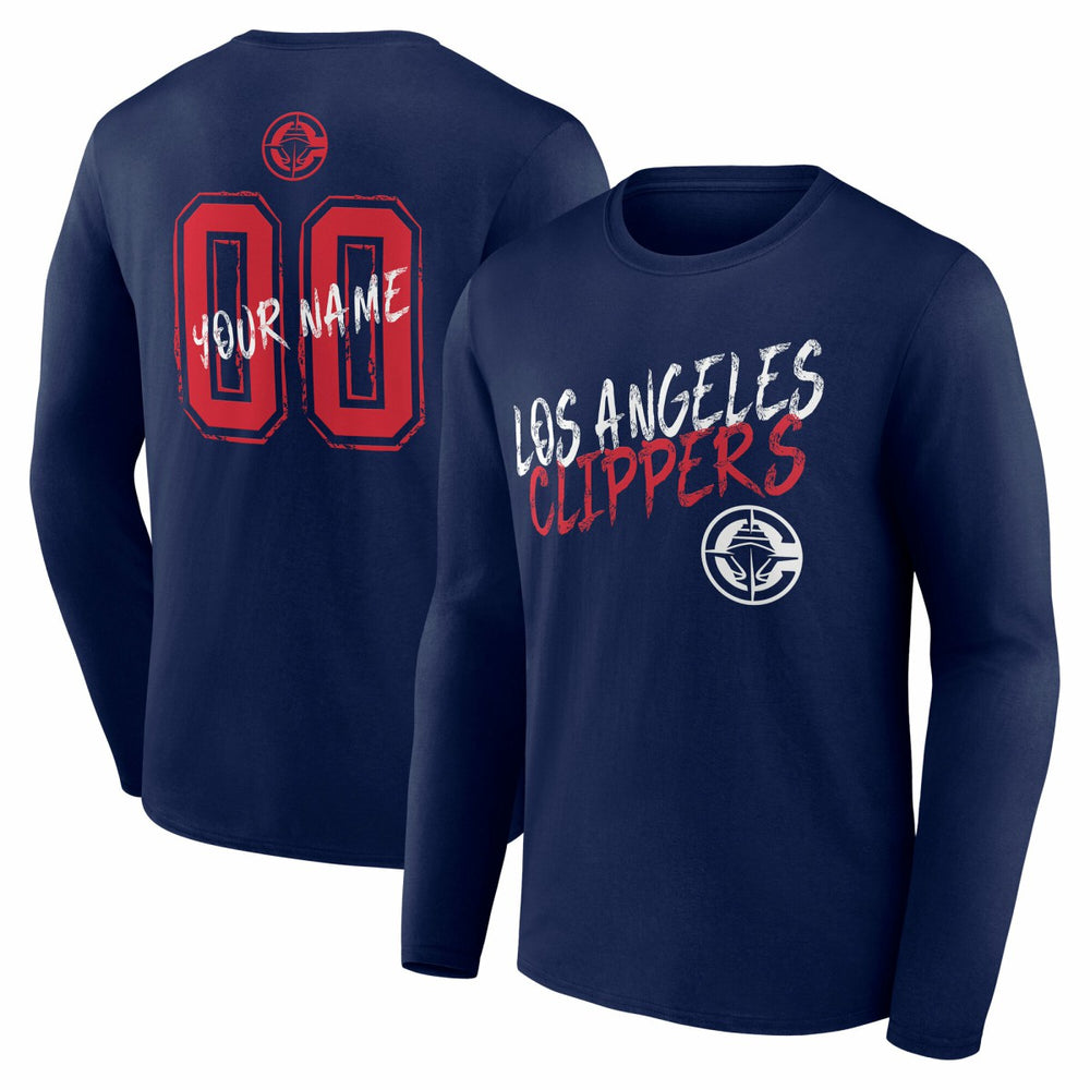 LA Clippers Hustle Custom Long Sleeve T-Shirt Navy