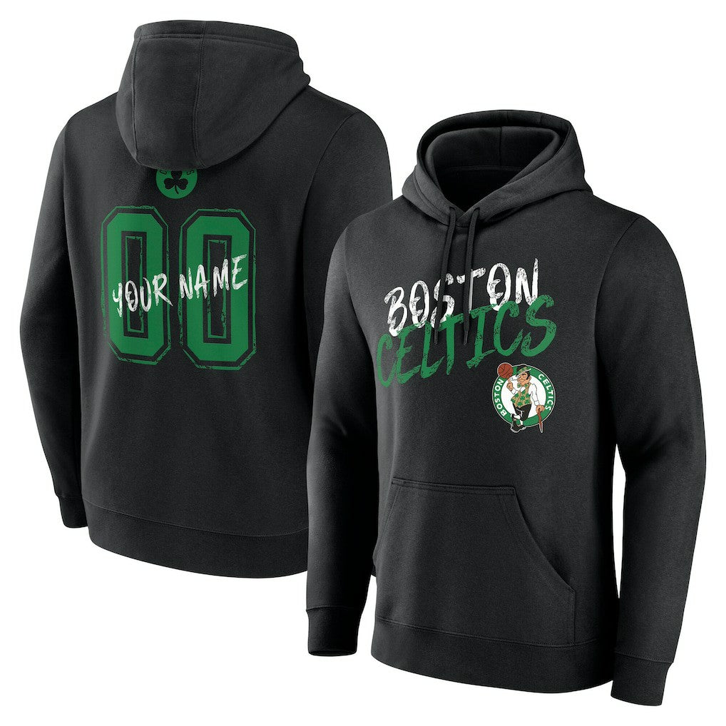 Boston Celtics Hustle Custom Pullover Hoodie Black